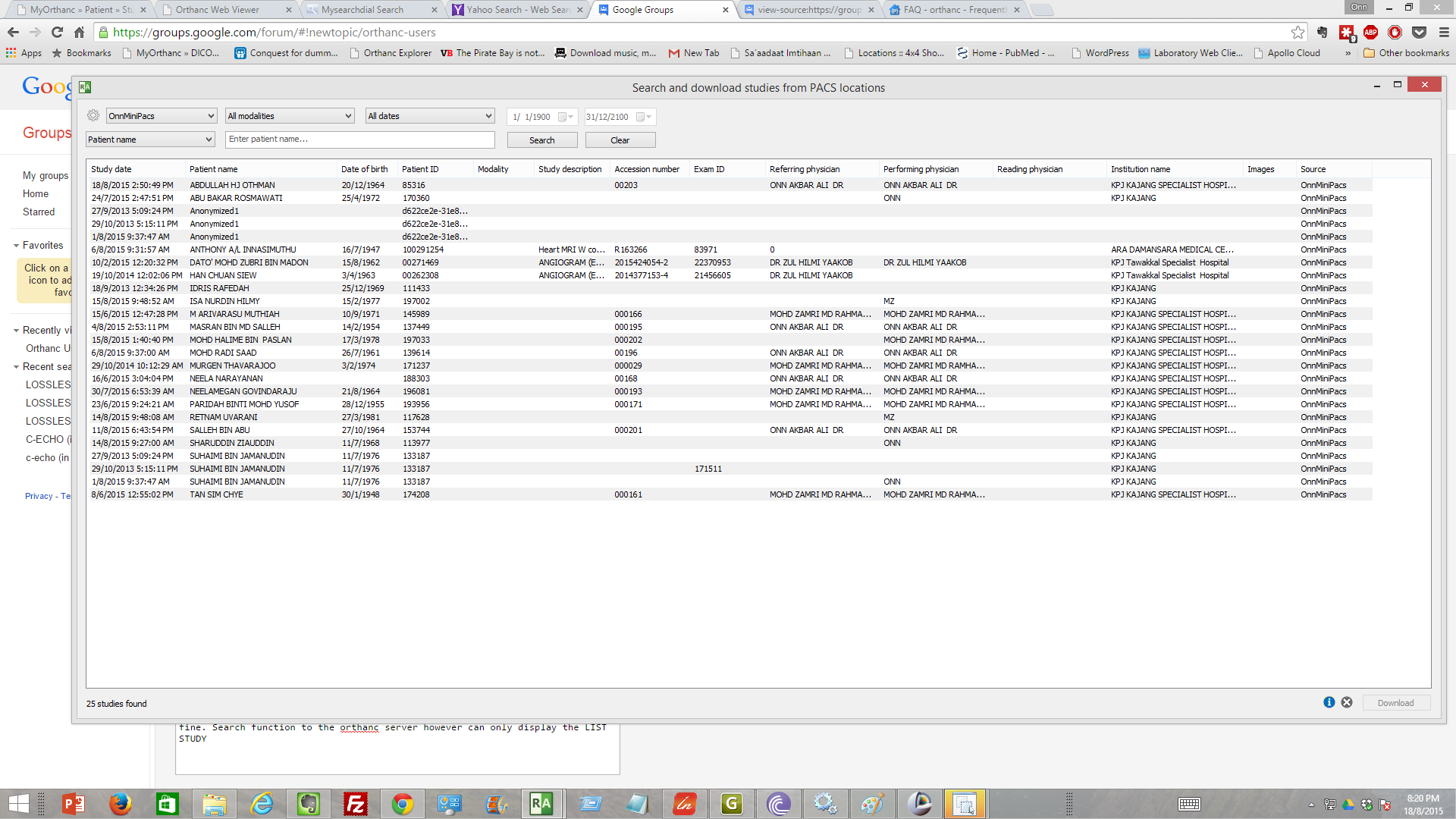 7. RADIANT SEARCH RESULT OF ORTHANC SERVER.png